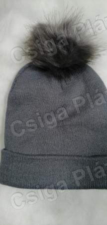 Vékony szürke 1 bojtos sapka